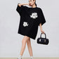 Flower Motif Oversized T-Shirt Dress FER0254