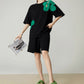 Flower Motif Short-Sleeve Top / Half Pants FER0192