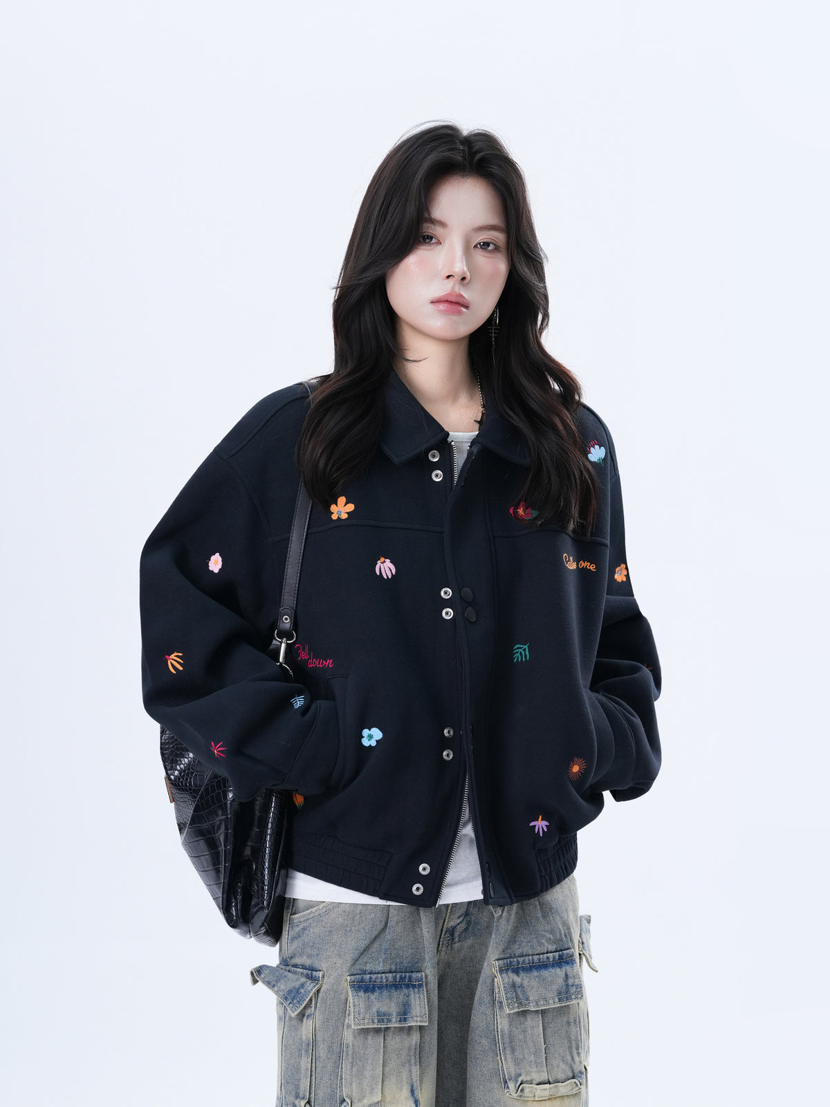 Small Embroidery Black Jacket WLS0007