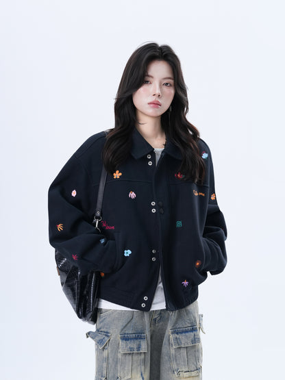 Small Embroidery Black Jacket WLS0007