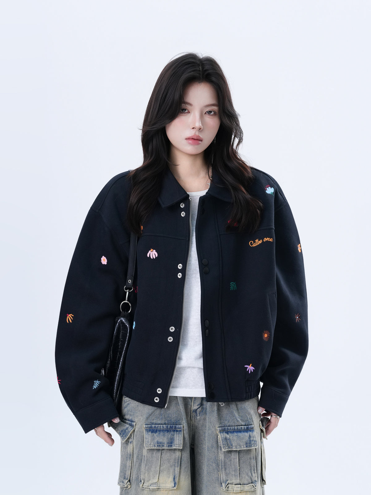Small Embroidery Black Jacket WLS0007