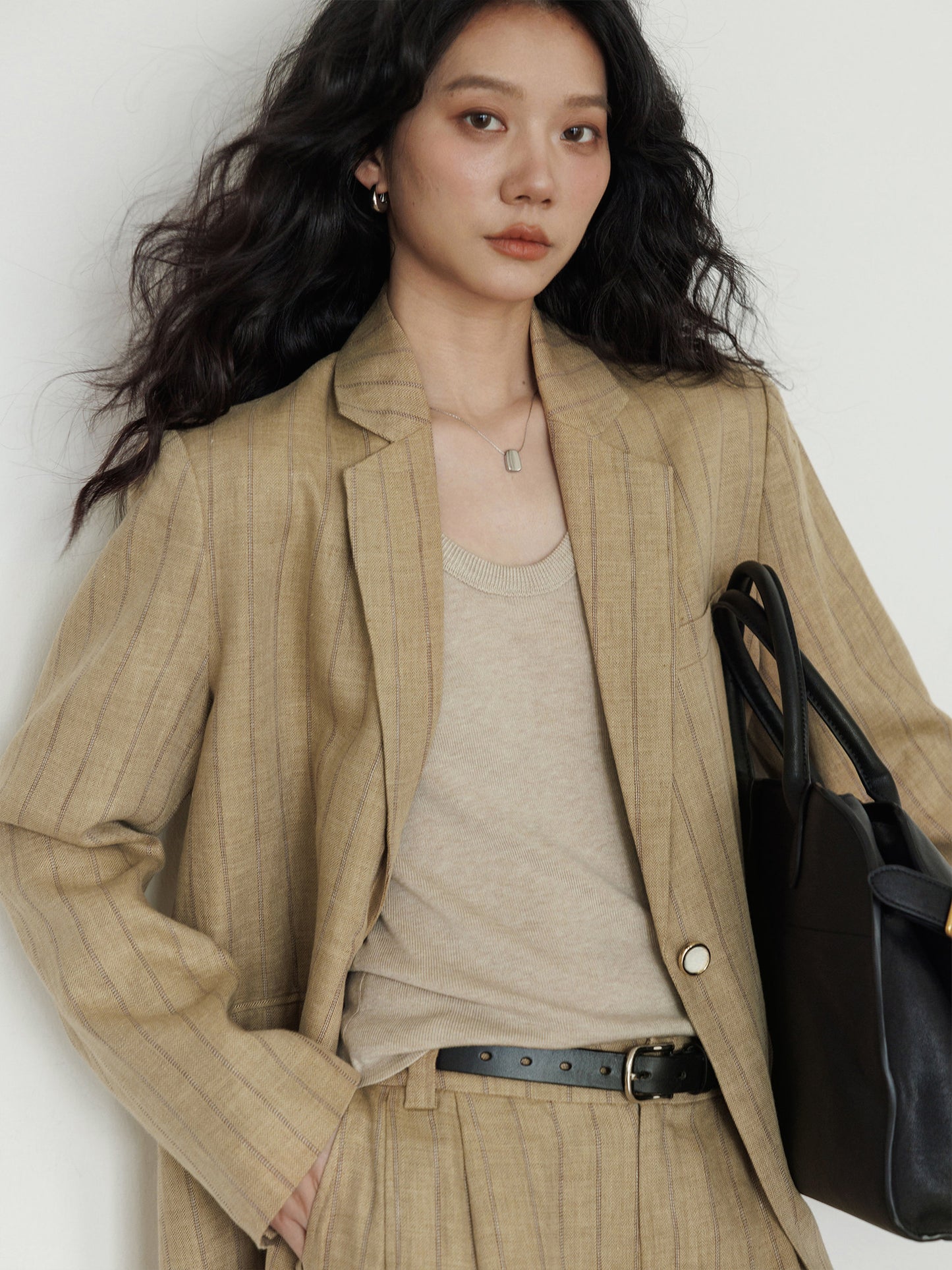 Stripe Design Blazer Jacket / Casual Wide Pants VAS0189
