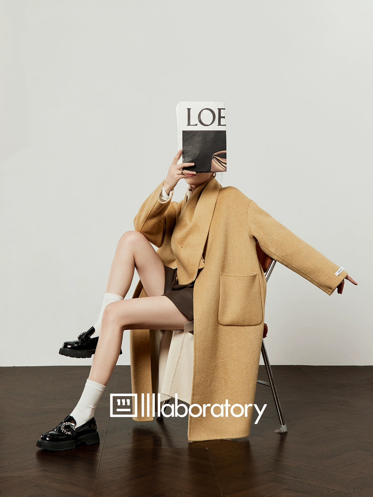 Long Coat With Scarf/Mini Skirt LLA0543