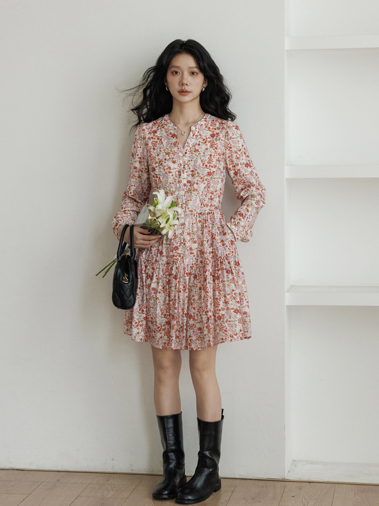 V-Neck Floral Dress VAS0193