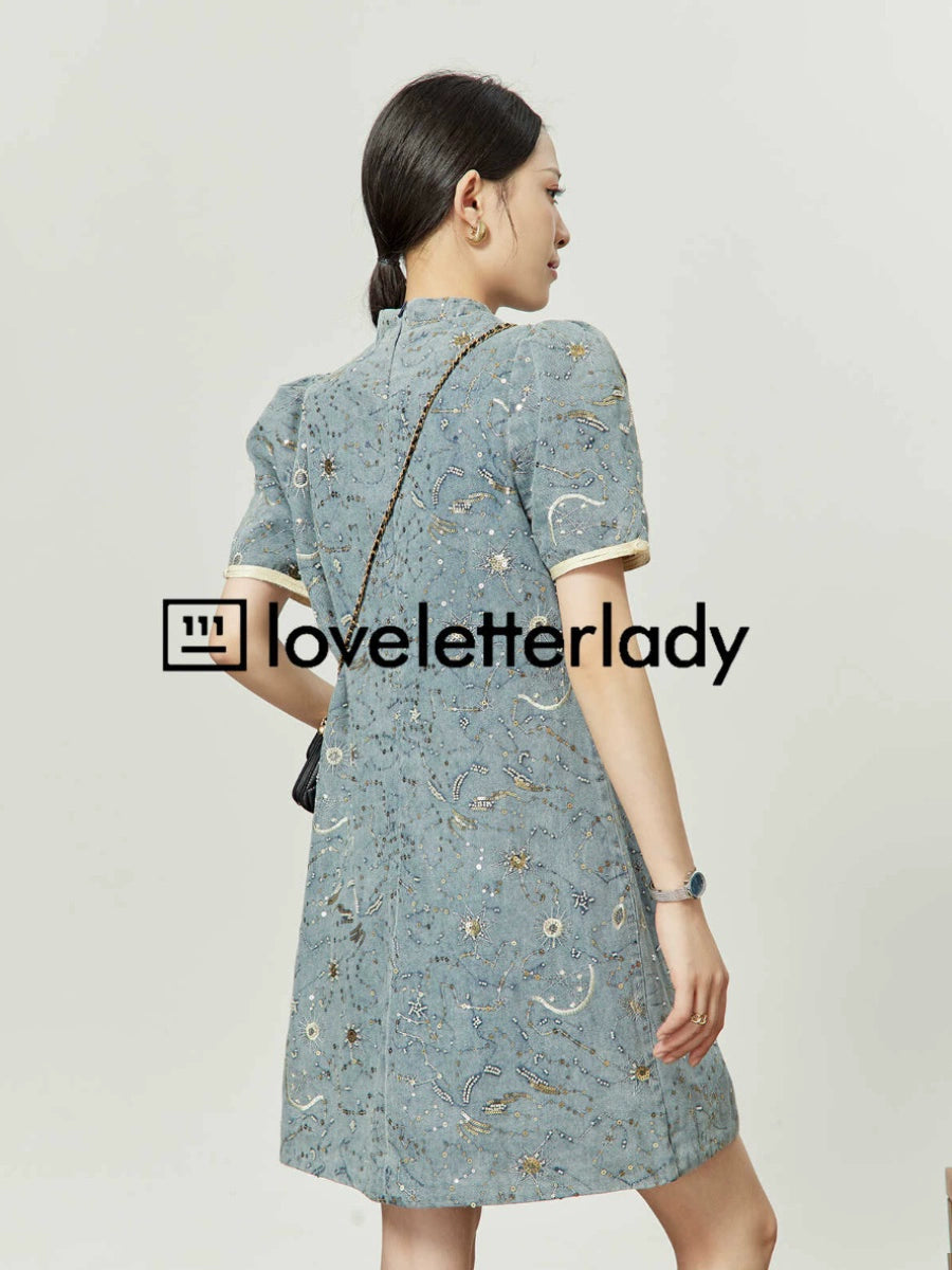 Denim Fabric Cheongsam LLA0082