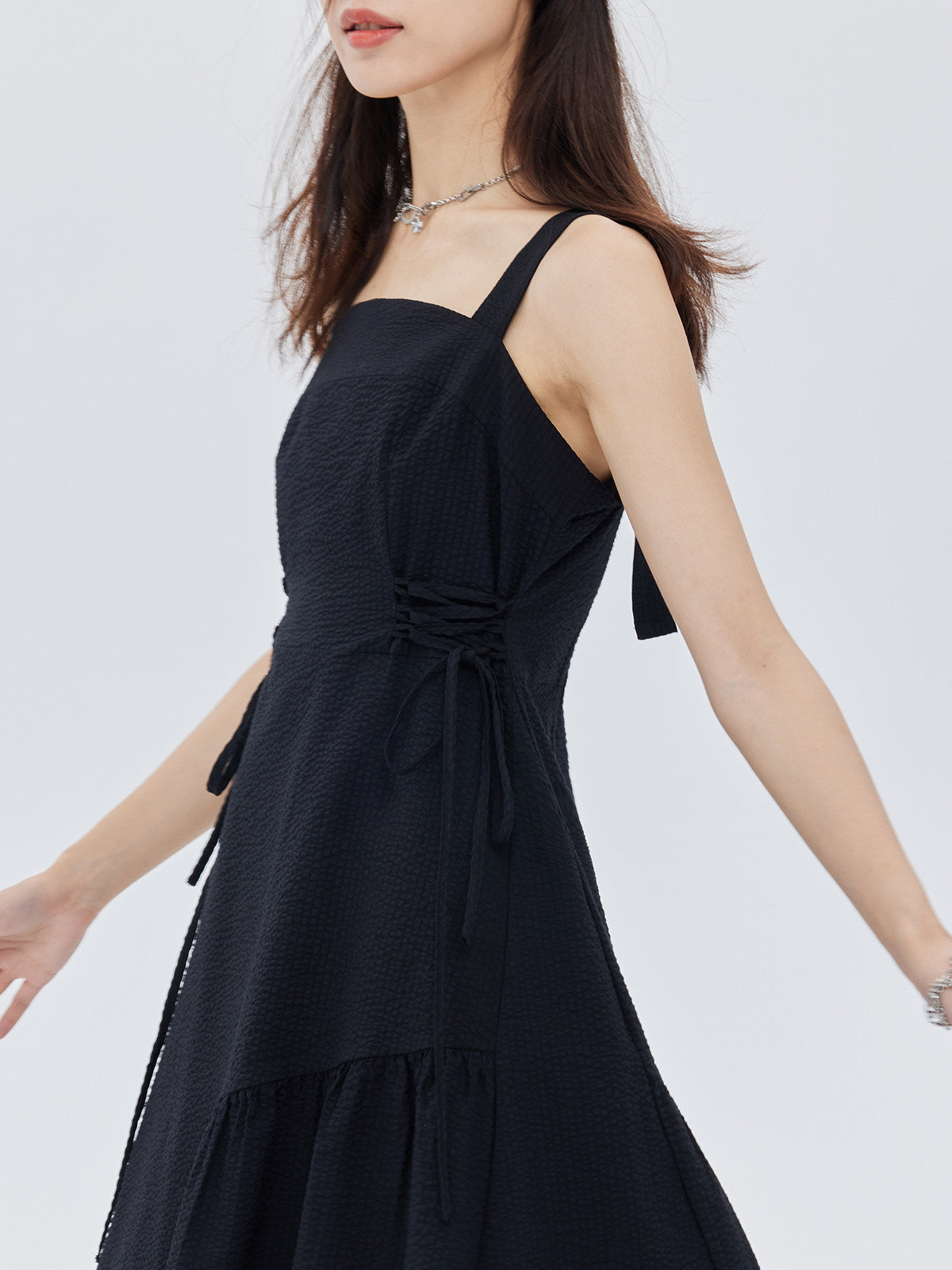 Square Neck Asymmetry Dress SHN0045