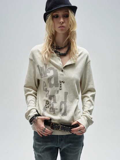 Half Button Long Sleeve T-Shirt WAT0019