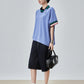 Color-Block Rib Asymmetric Neck T-shirt FER0245