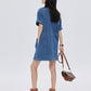 Polo Collar Denim Shirt Dress SHN0035