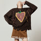 Strawberry Round Neck Knit Top / Brown Mini Skirt LLA0618