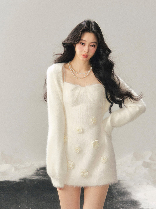 Rose Motif French Mini Dress LAS0053