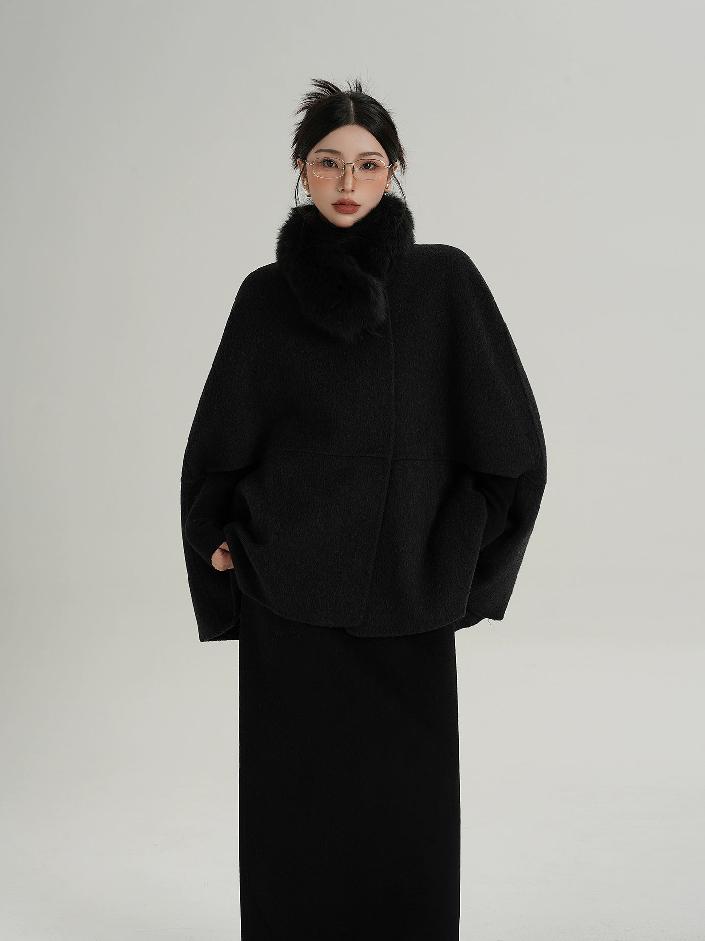 Fur Muffler Cape Coat SRS0402