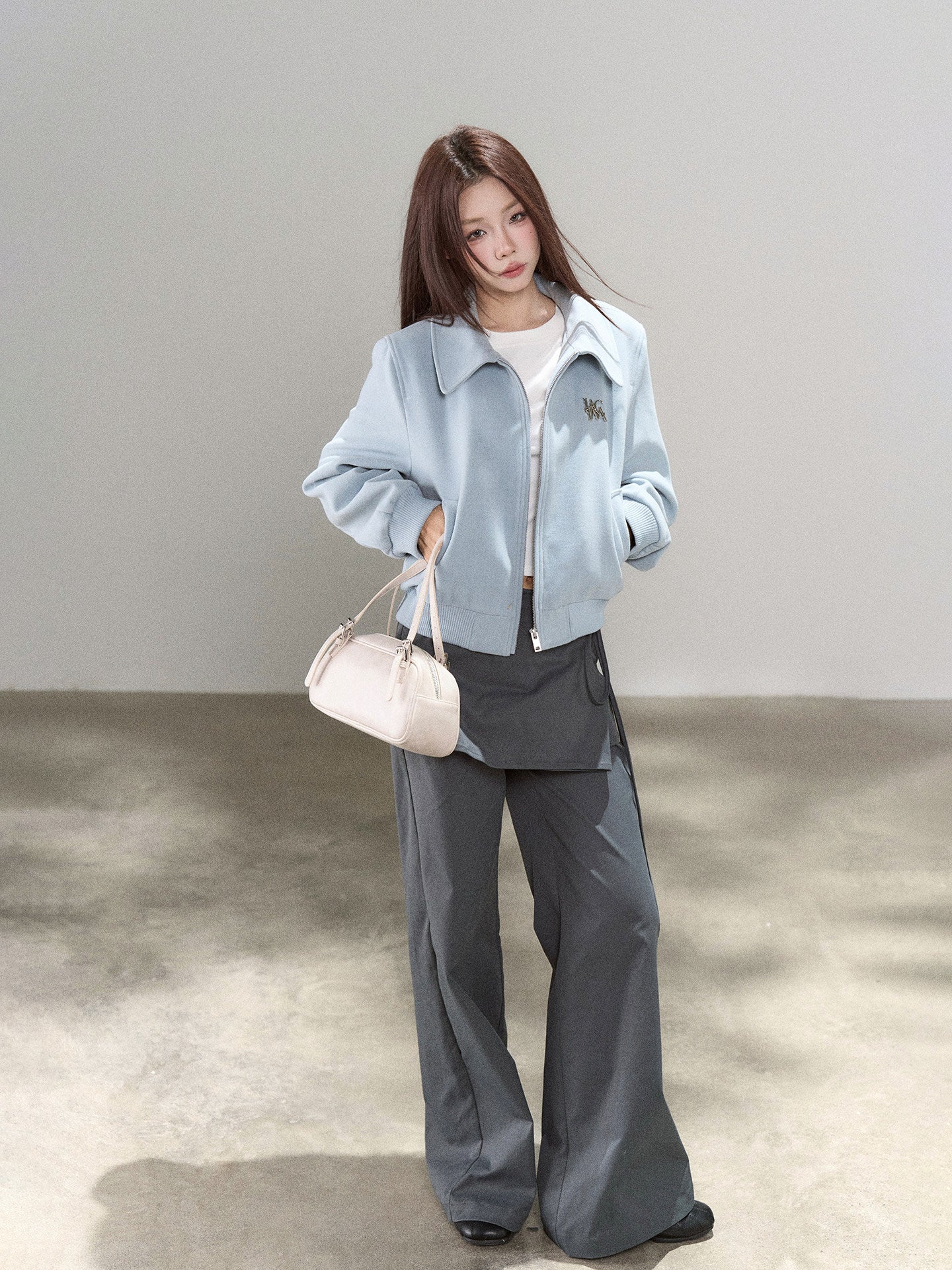 Casual Loose Short Jacket/Crew Neck Short-Sleeve T-Shirt WDB0028