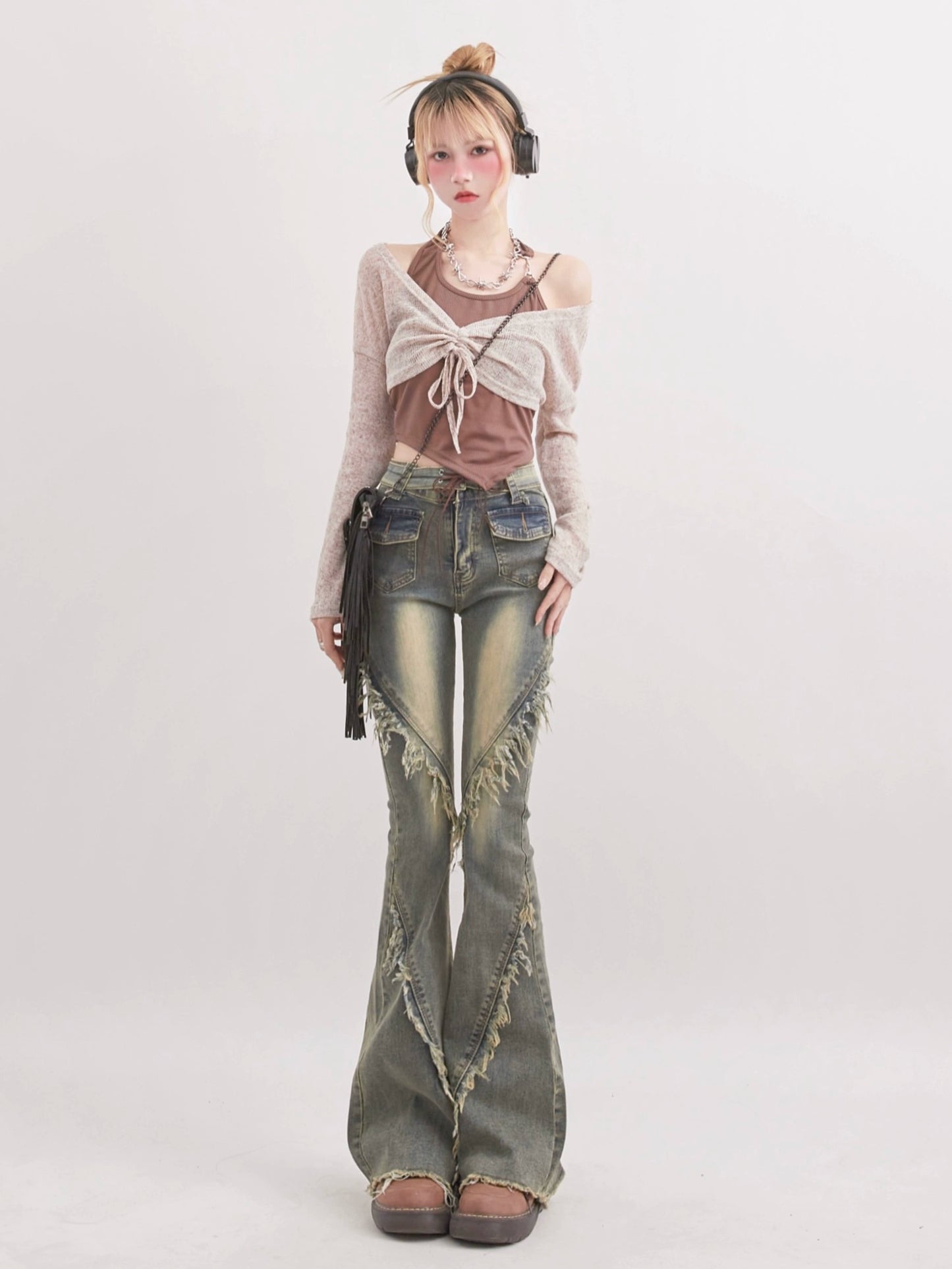 Fringe Flared Denim Pants RHP0008