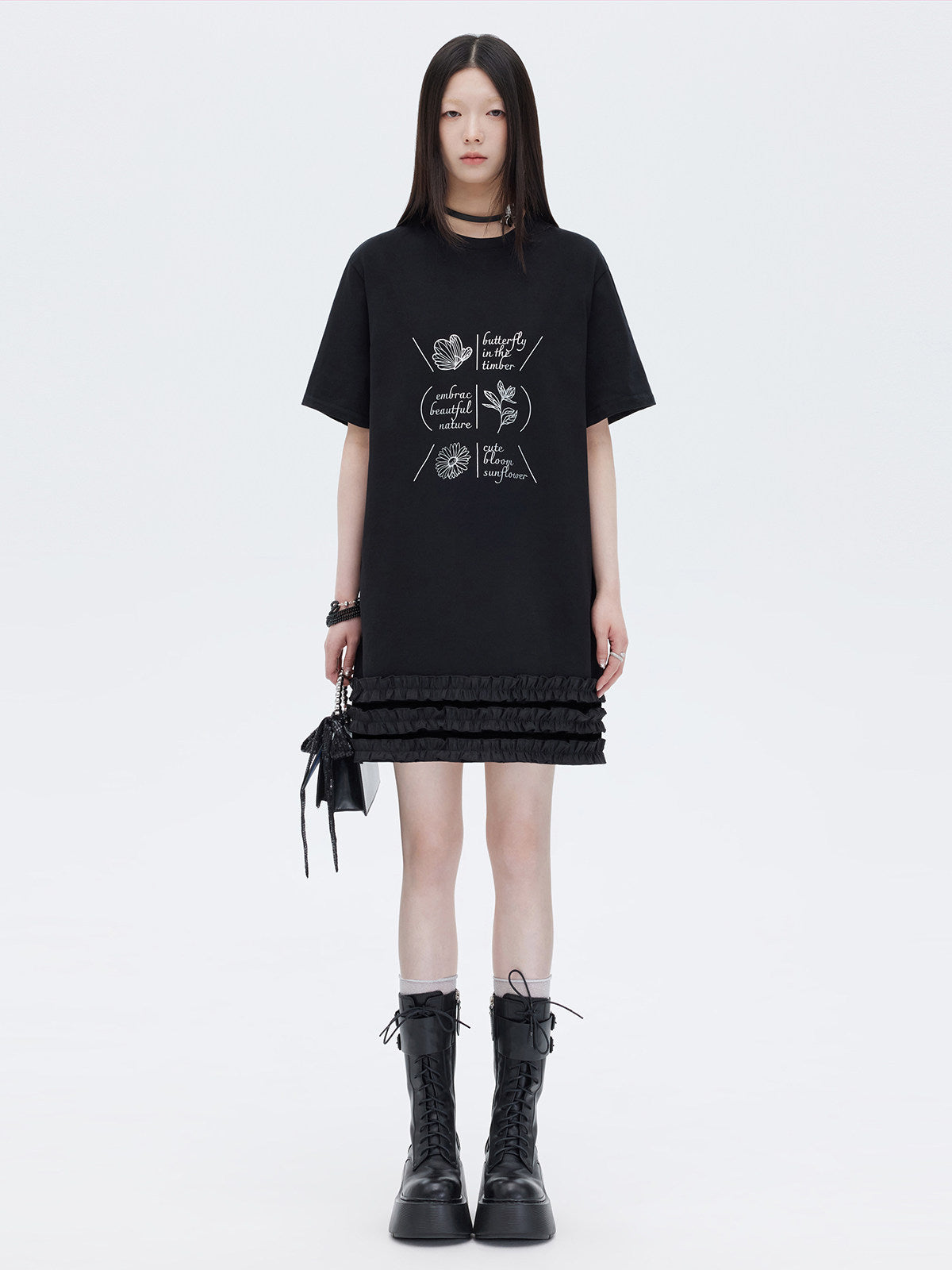 Ruffle Lace T-Shirt Dress SHN0026