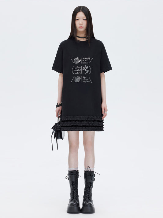 Ruffle Lace T-Shirt Dress SHN0026