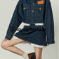 Denim Blue Stitched Denim Jacket & Skirt LLA0320