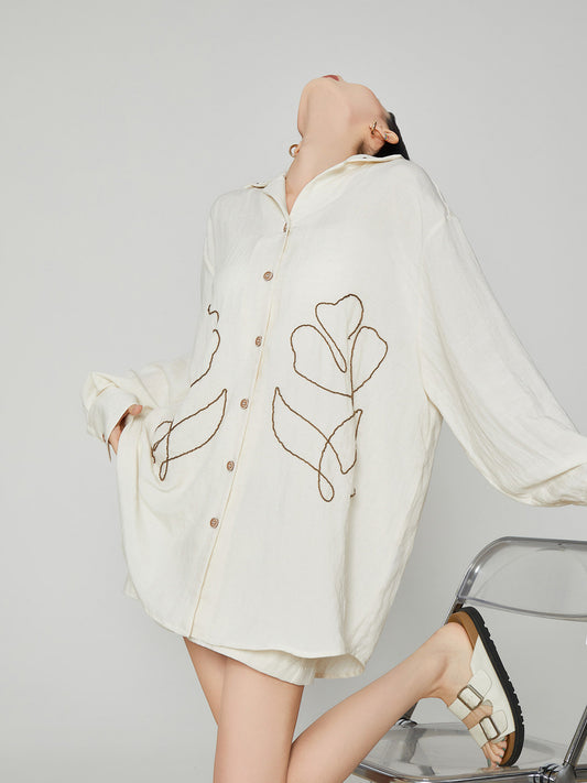 Floral Rope Embroidery Shirt / Short Pants FER0389