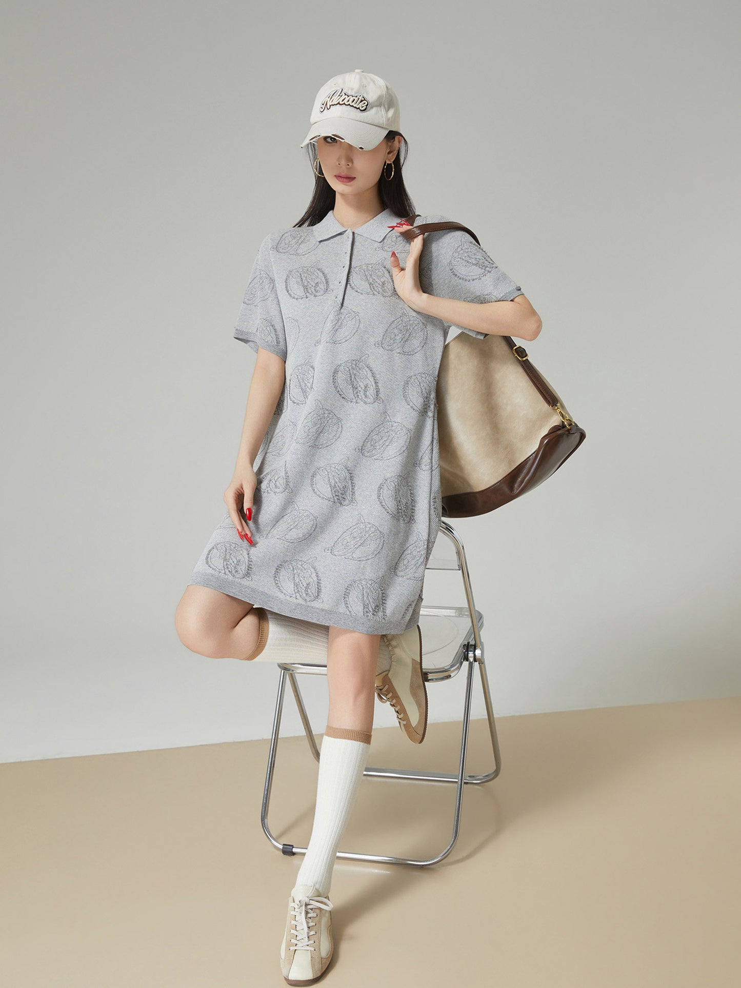 Graphic Knit Polo Mini Dress FER0233
