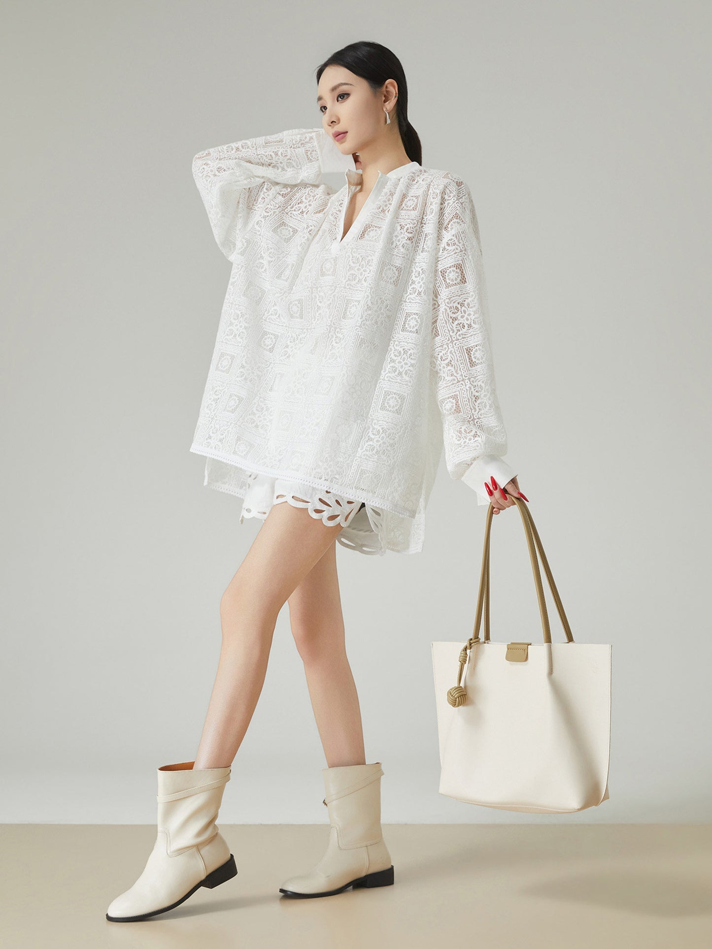 Patchwork Lace Shirt / Shorts FER0130