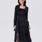 Marble Mid-Length Black Dress SHN0051