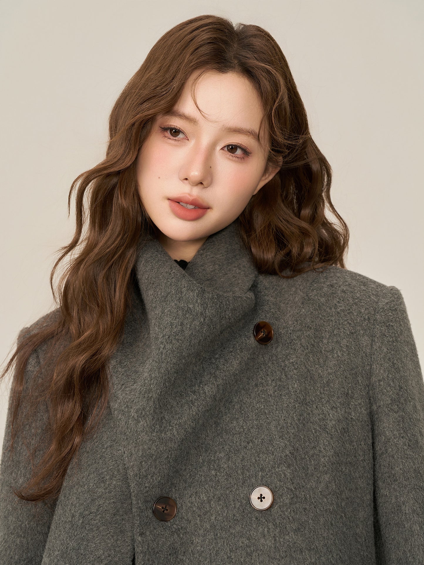 Scarf Collar Double Breasted Wool Coat WDB0003