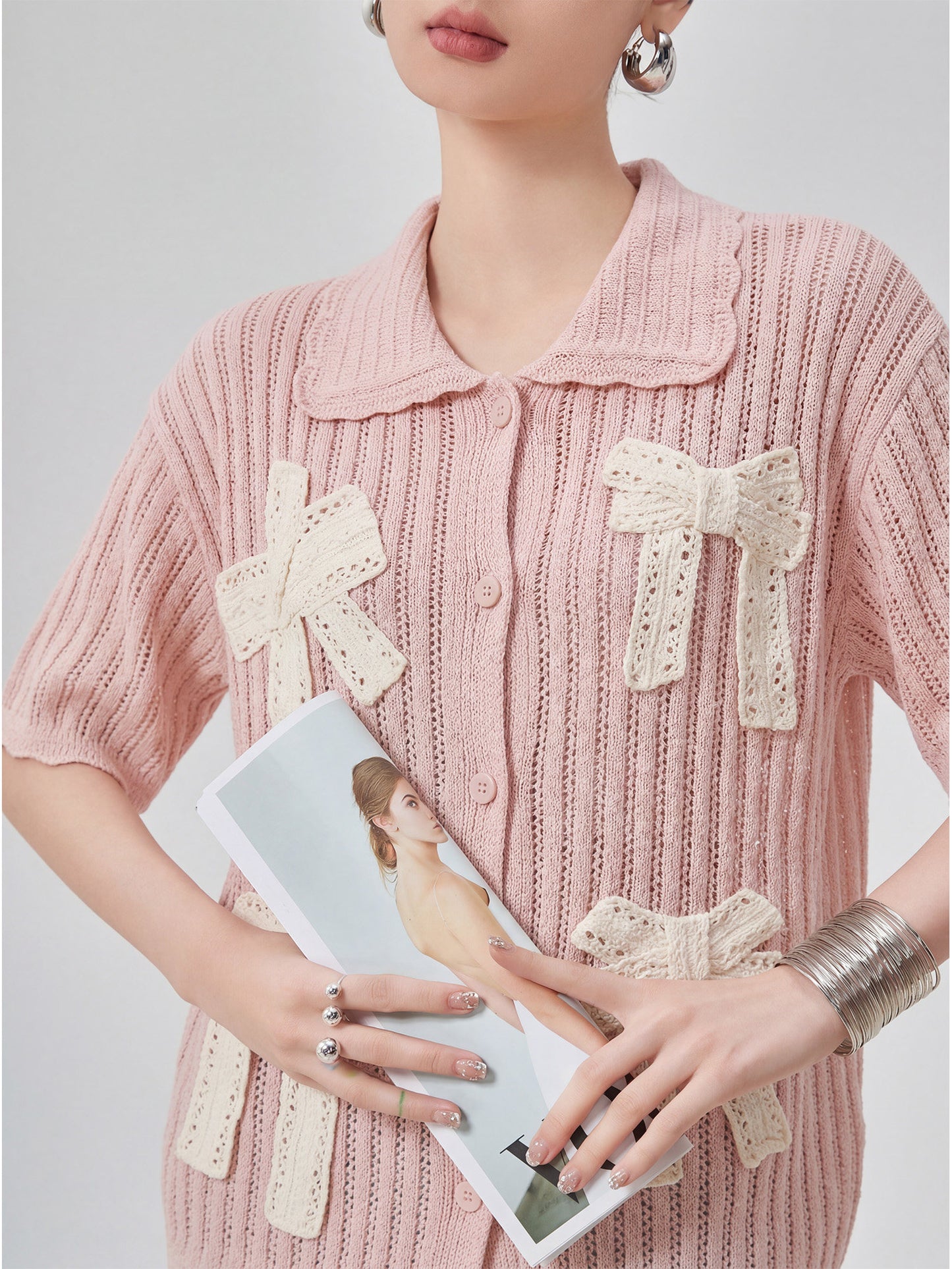 Ribbon Motif Knit Top FER0084