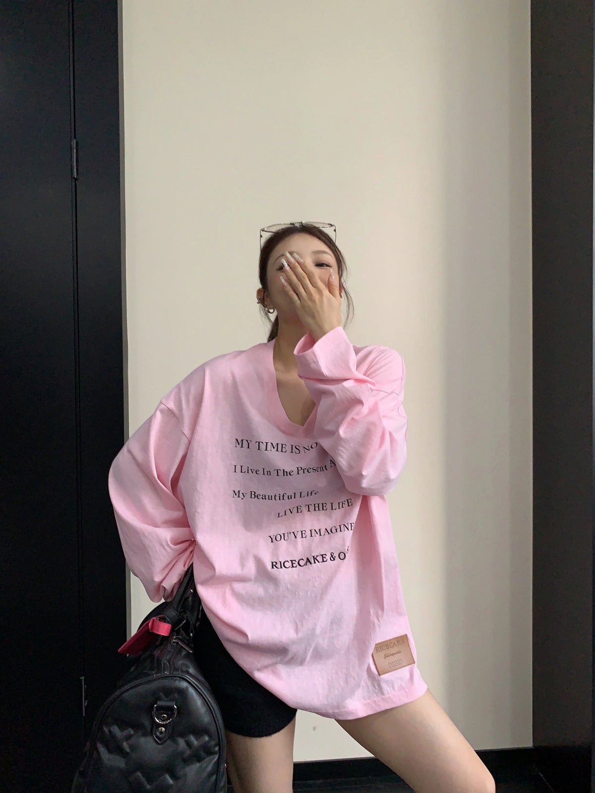 V-Neck Print Long Sleeve T-Shirt  YLS1044