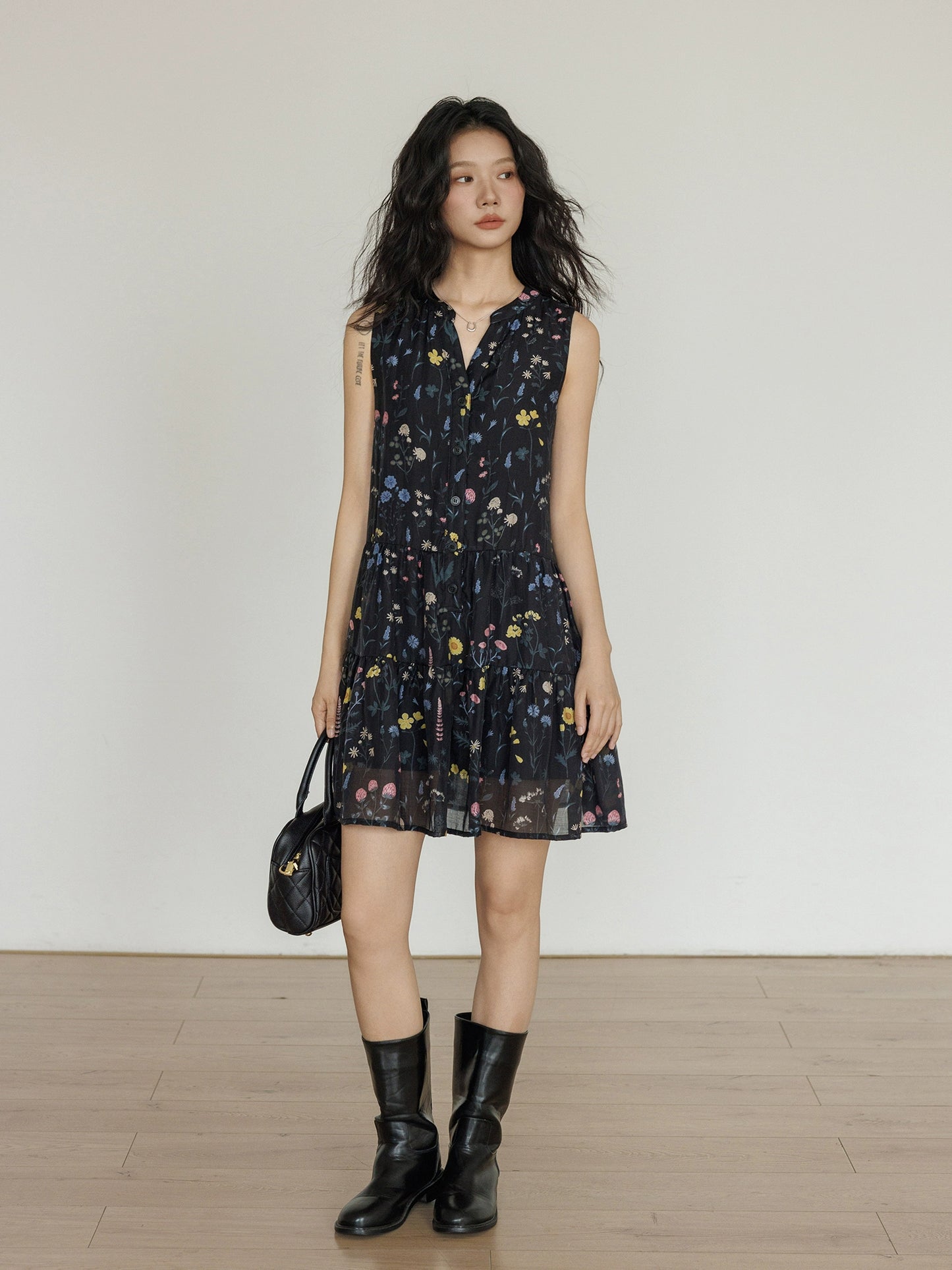Sheer Flower Mini Dress VAS0057