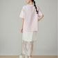 V-Neck Lace Splice Short Sleeve Top FER0158