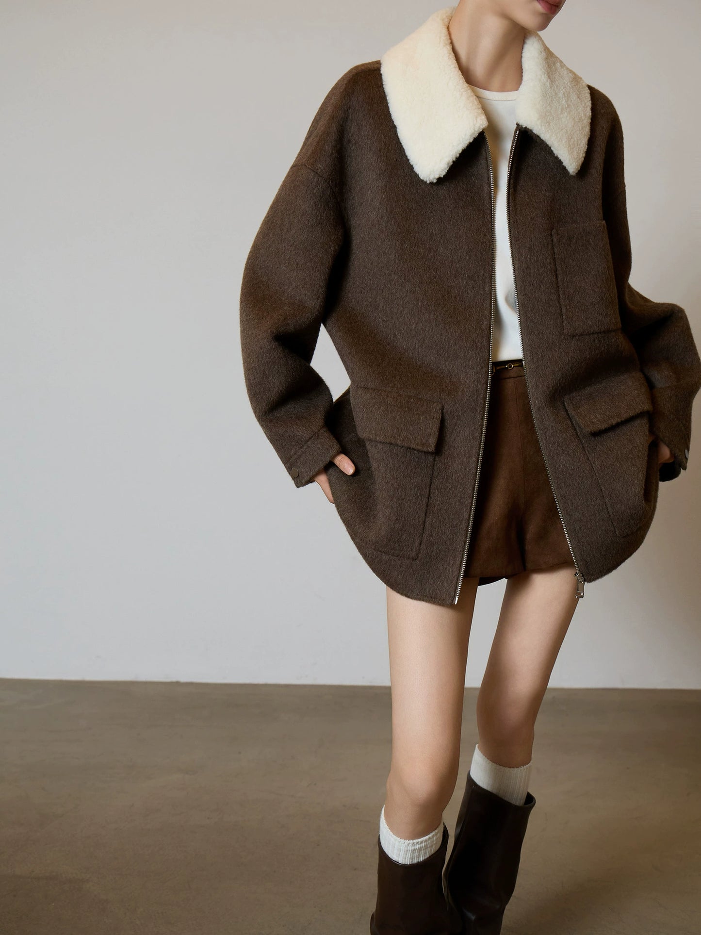 Fur Collar Suede Jacket SUY0011
