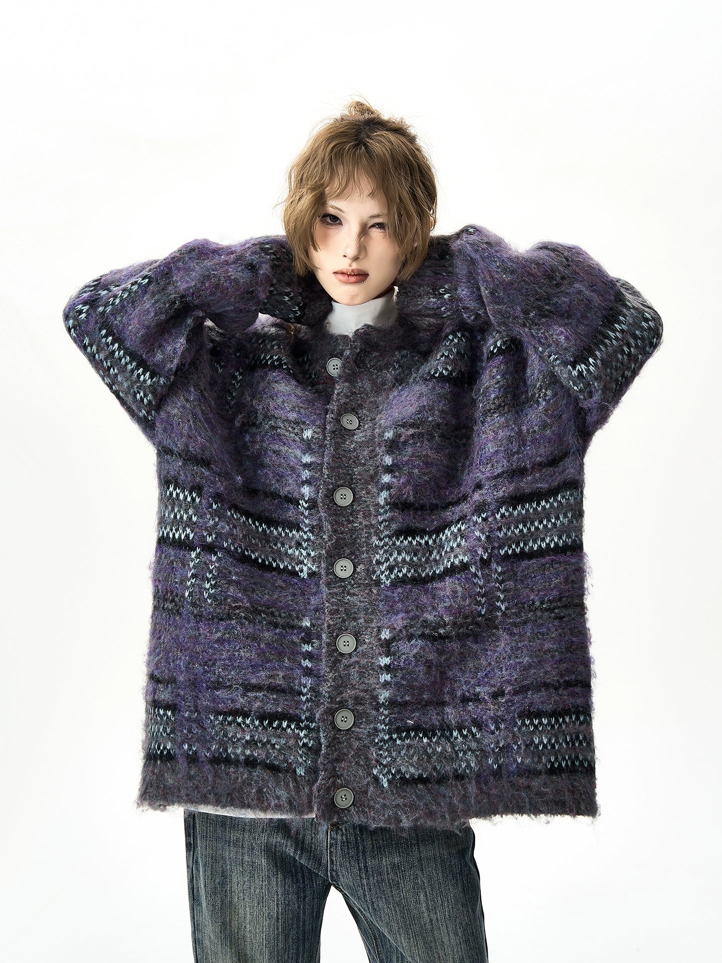 Multi Border Knit Cardigan HGX0037