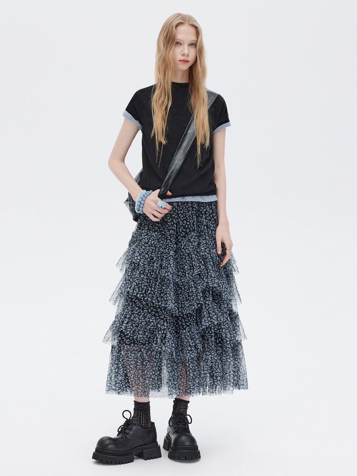 Mesh Cake Long Skirt SHN0036