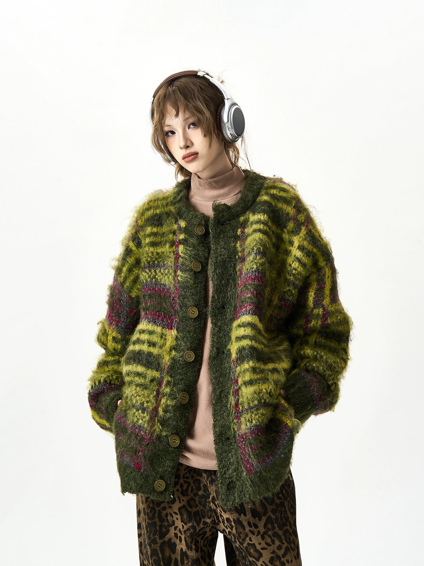 Multi Border Knit Cardigan HGX0037