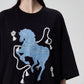 Blue Horse Graphic T-Shirt Dress FER0215