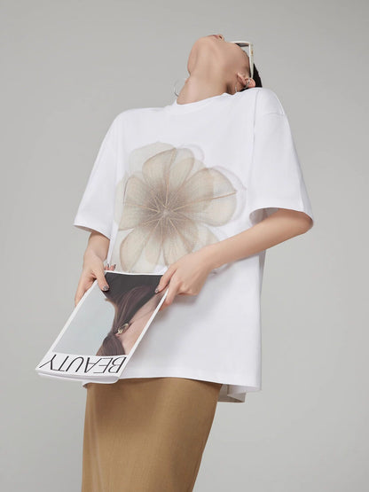 Flower Print Short-Sleeve T-Shirt FER0041