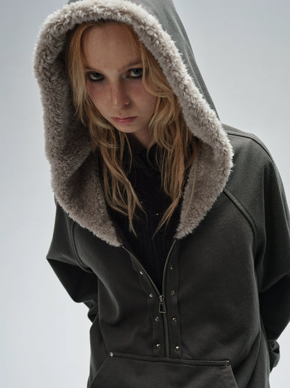Half Zip Fur Hood Hoodie WAT0020