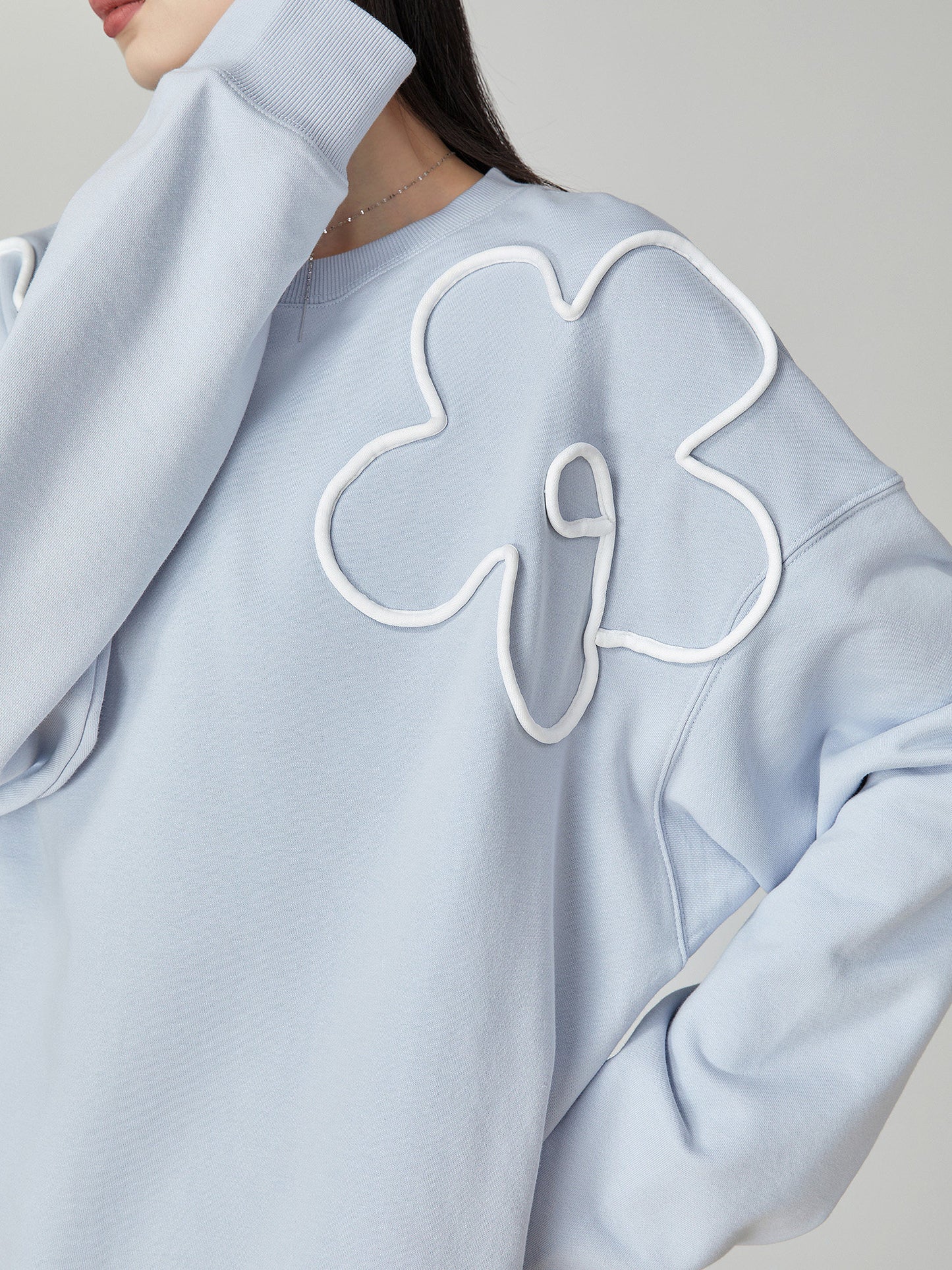 Floral Decorative Crewneck Pullover Top / Wide-Leg Pants FER0040