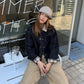 Retro Patched Collar Plaid Denim Jacket CYE0038