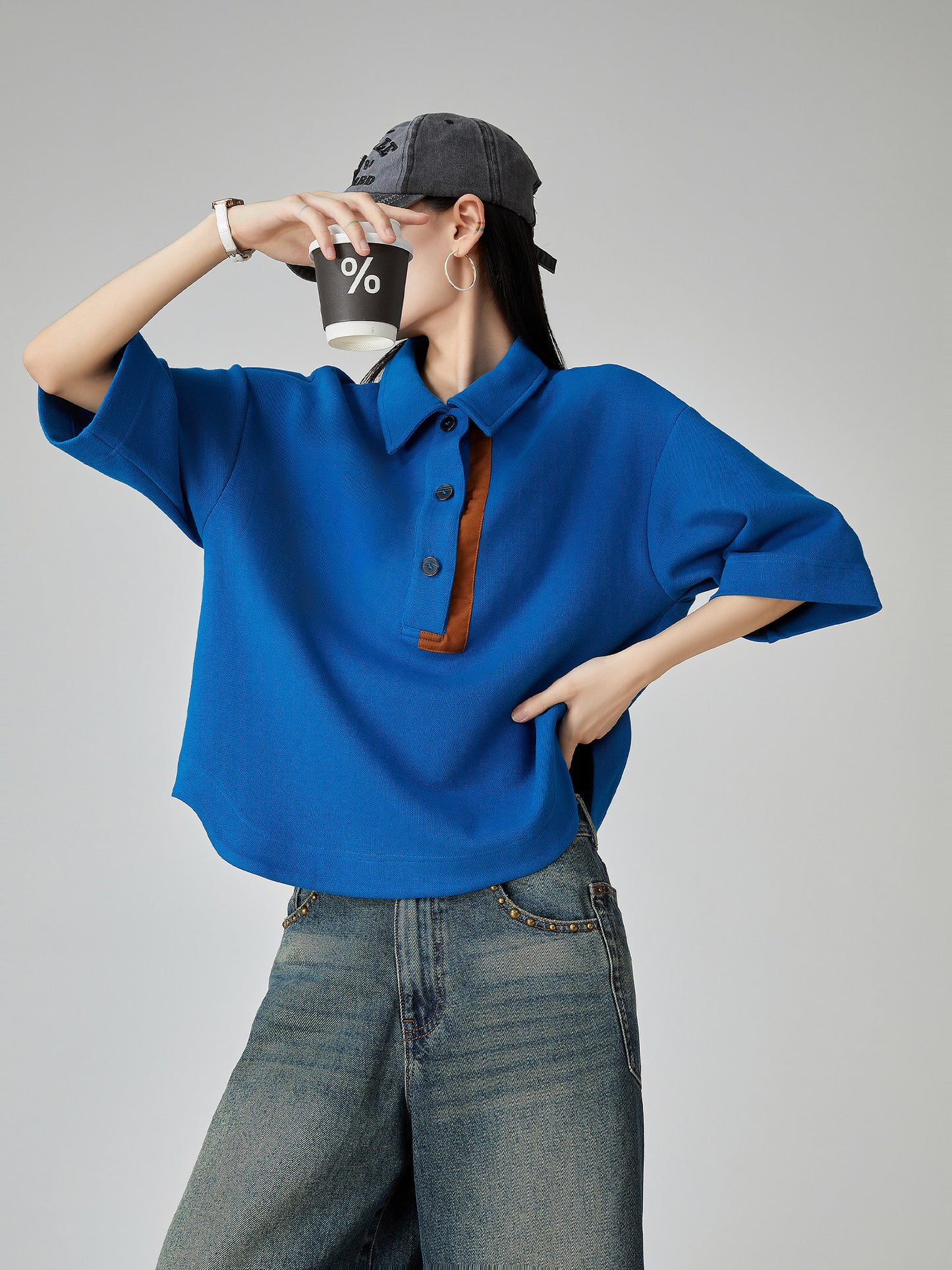 Color-Block Retro Polo Shirt FER0077