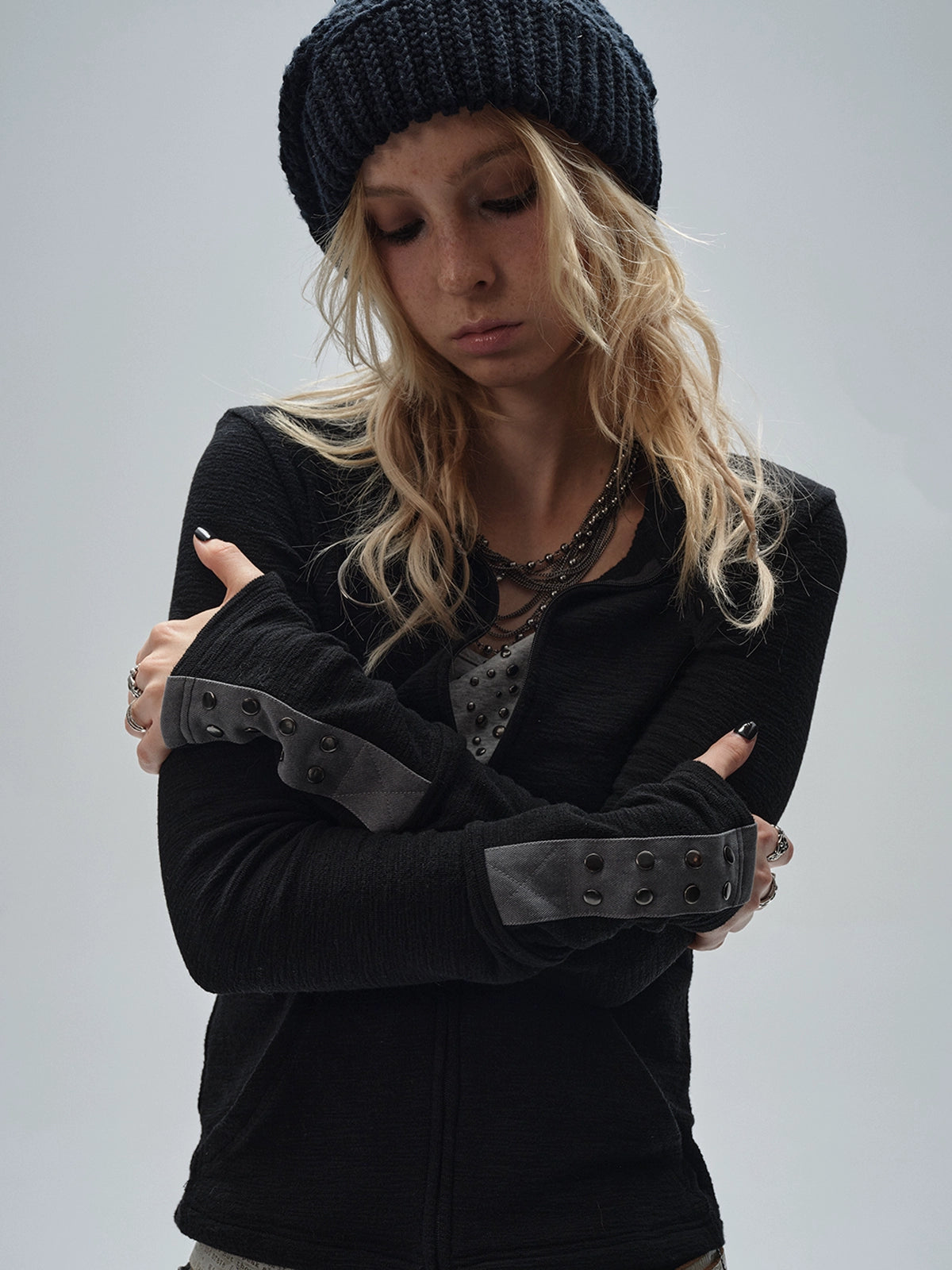 Stand Collar Metal Ring Jacket WAT0015