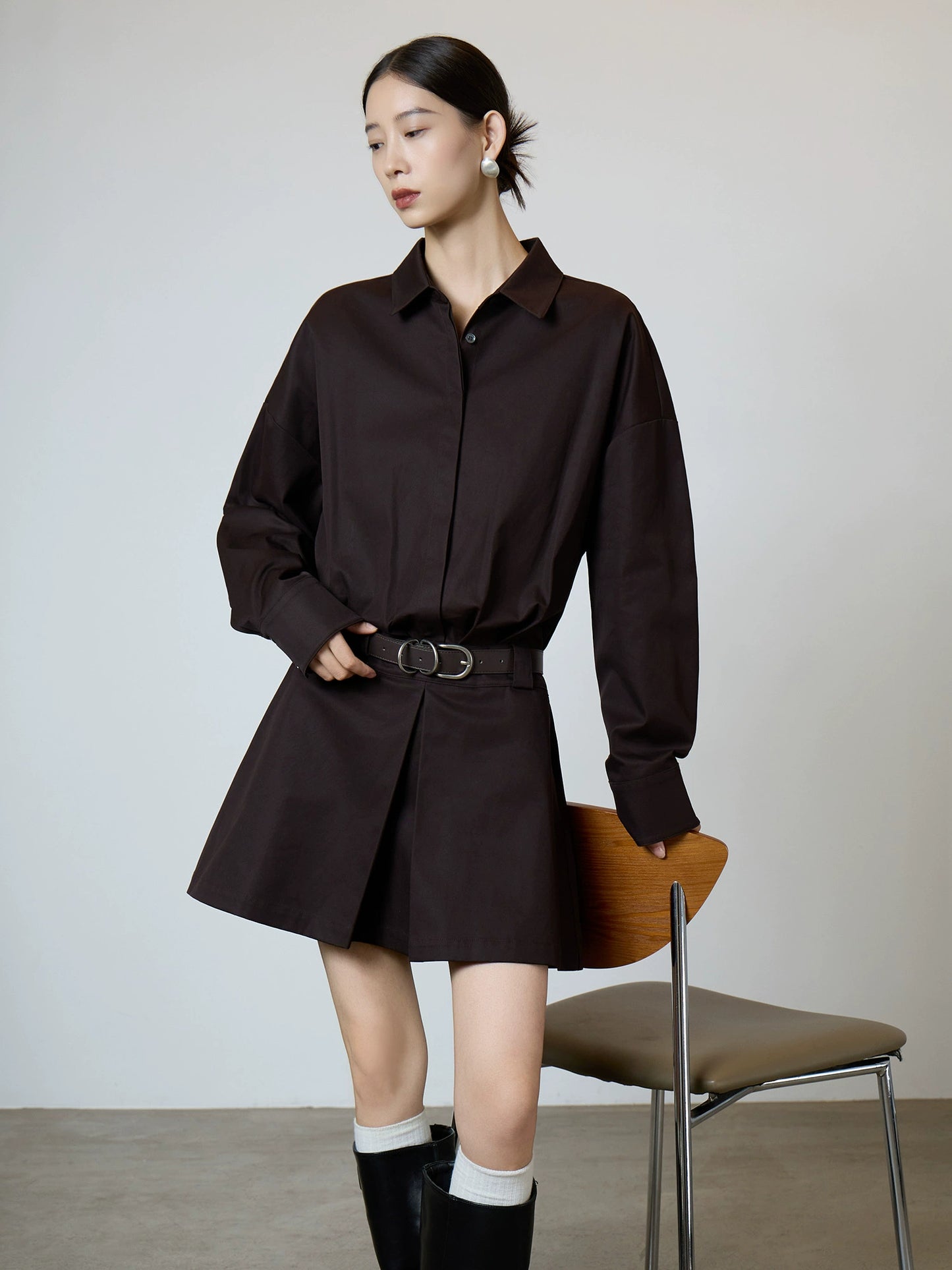 Brown Shirt Dress SUY0003