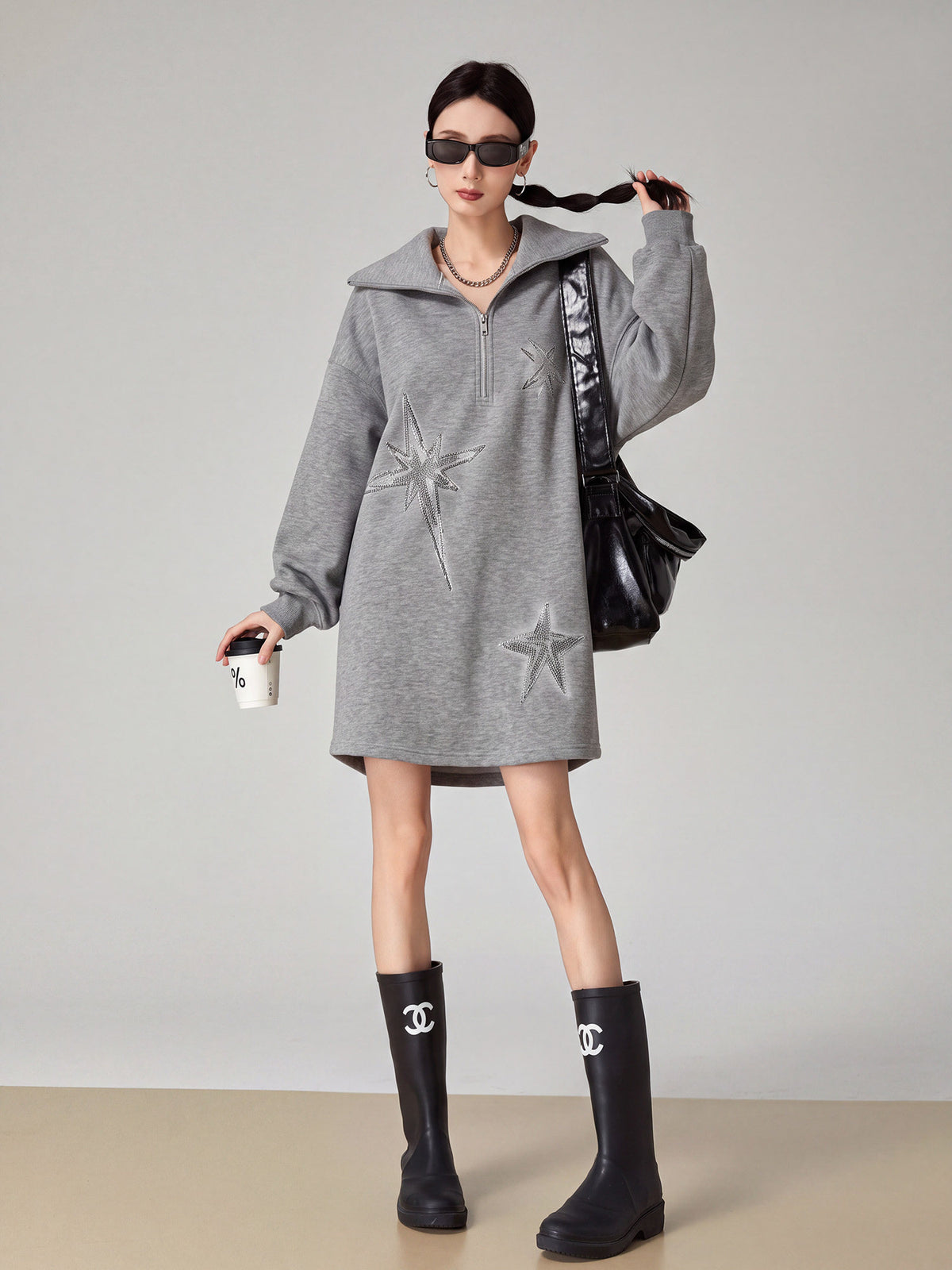 Half-Zip Sweatshirt Dress FER0388