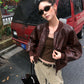 Striped Biker Leather Jacket  WWP0011