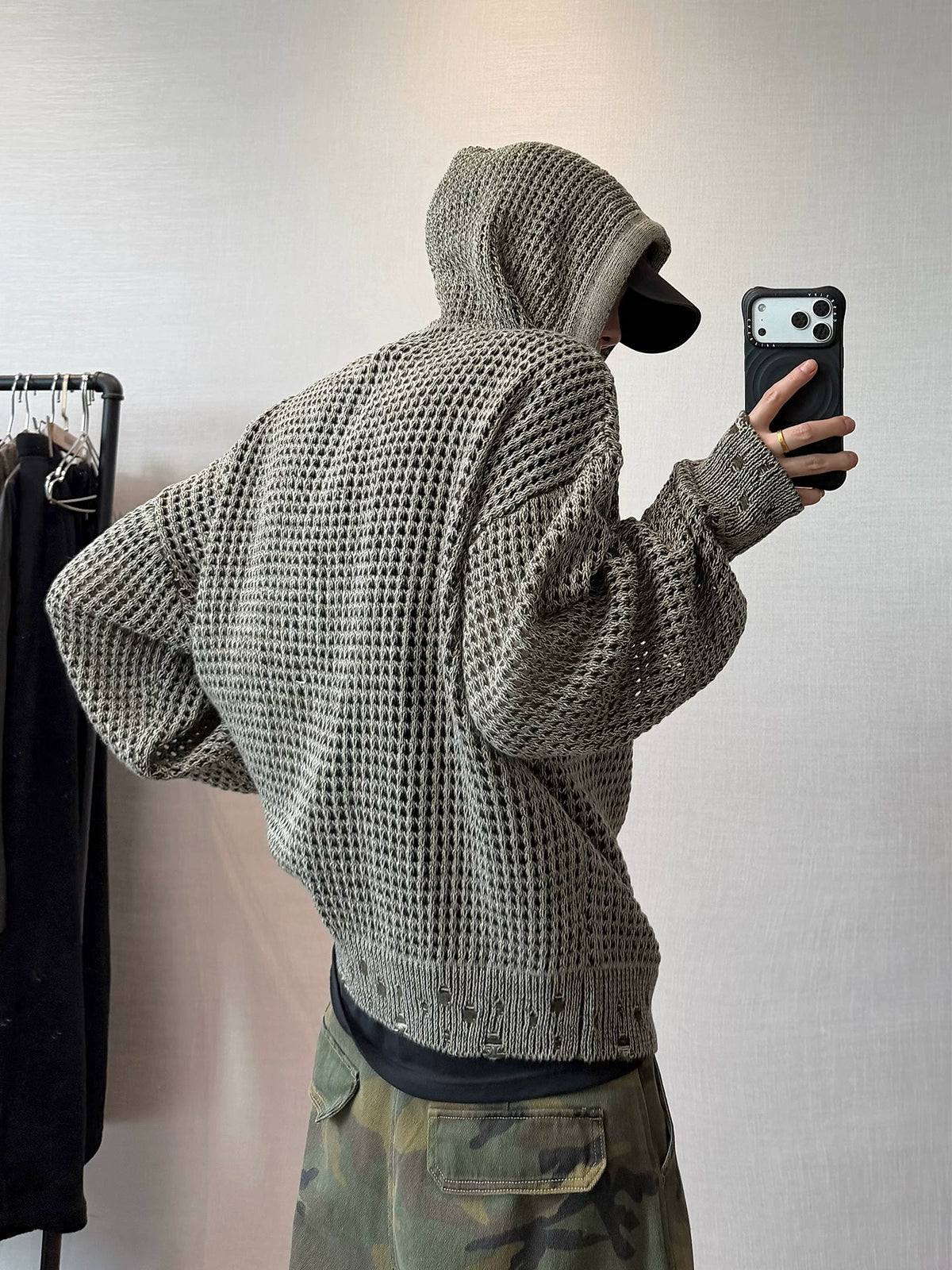 Reversible Mesh Zip-Up Knit Hoodie DAZ0010