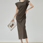 French Sleeve Cut-and-Sew Maxi Dress FER0276