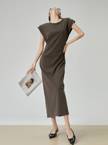 French Sleeve Cut-and-Sew Maxi Dress FER0276