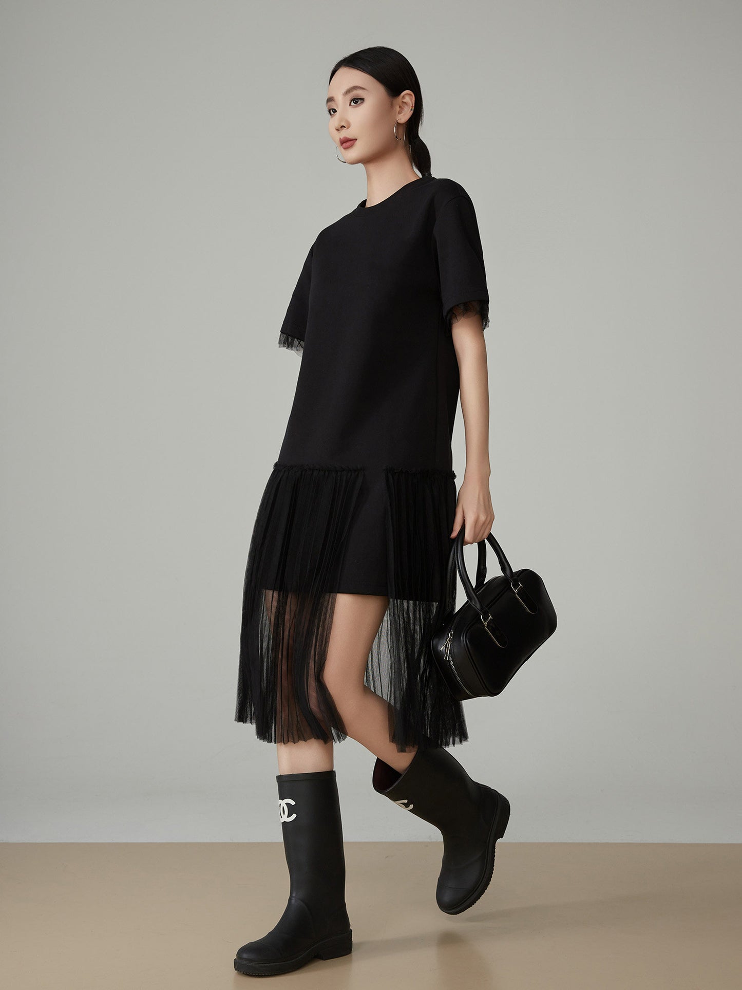 Mesh Short-Sleeve T-Shirt Dress FER0073