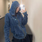 Denim Zip-Up Hoodie YLS1041