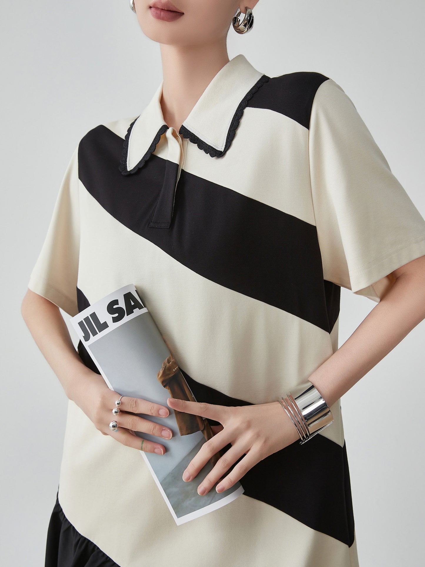 Polo Collar Color-Blocking Dress FER0112